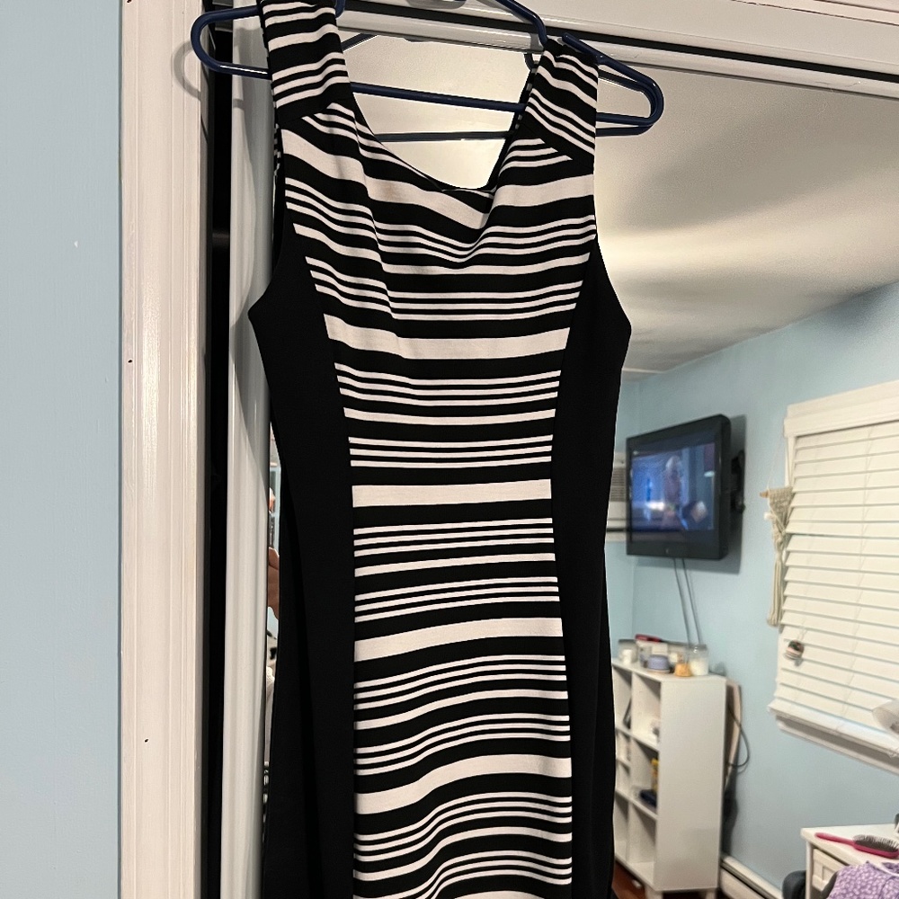 Black & White Striped A-line Dress